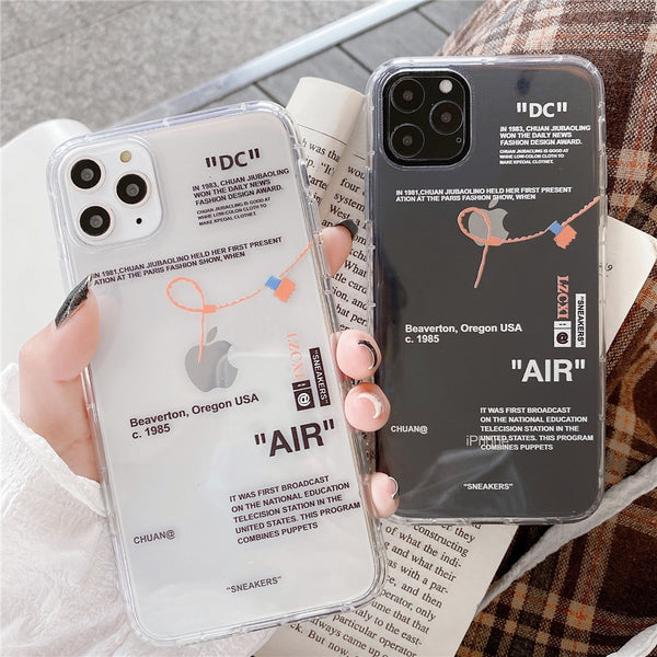 Fashion Tides brand sneakers Phone Case For iPhone 11 Pro X XR XS MAX 7 8 6 Plus Simple label letter Clear Silicone Cover Coque