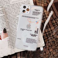 Fashion Tides brand sneakers Phone Case For iPhone 11 Pro X XR XS MAX 7 8 6 Plus Simple label letter Clear Silicone Cover Coque