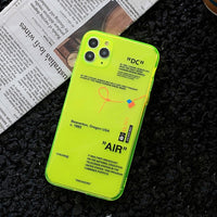 ins Fluorescence Sport Brand White label Phone Case for iPhone 11 Pro X XS MAX XR 7 8 6 Plus Cute Clear Soft Silicon Cover Coque