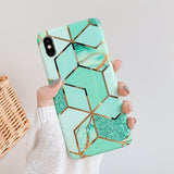 LOVECOM Plating Geometric Marble Phone Case For Huawei P40 Pro P30 P20 Lite Pro Mate 30 20 Lite Glossy Soft IMD Phone Back Cover