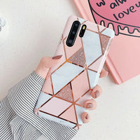 LOVECOM Plating Geometric Marble Phone Case For Huawei P40 Pro P30 P20 Lite Pro Mate 30 20 Lite Glossy Soft IMD Phone Back Cover