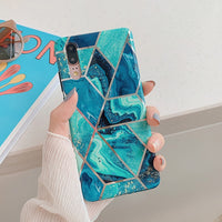 LOVECOM Plating Geometric Marble Phone Case For Huawei P40 Pro P30 P20 Lite Pro Mate 30 20 Lite Glossy Soft IMD Phone Back Cover