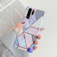 LOVECOM Plating Geometric Marble Phone Case For Huawei P40 Pro P30 P20 Lite Pro Mate 30 20 Lite Glossy Soft IMD Phone Back Cover