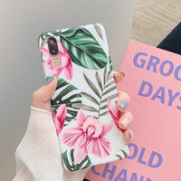 LOVECOM Retro Flower Leaf Phone Case With Ring For Huawei P20 P30 P40 Lite P20 P30 Pro Mate 20 30 Lite Case Soft IMD Phone Cover