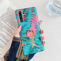 LOVECOM Retro Flower Leaf Phone Case With Ring For Huawei P20 P30 P40 Lite P20 P30 Pro Mate 20 30 Lite Case Soft IMD Phone Cover