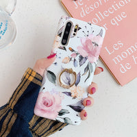 LOVECOM Retro Flower Leaf Phone Case With Ring For Huawei P20 P30 P40 Lite P20 P30 Pro Mate 20 30 Lite Case Soft IMD Phone Cover