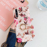 LOVECOM Retro Flower Leaf Phone Case With Ring For Huawei P20 P30 P40 Lite P20 P30 Pro Mate 20 30 Lite Case Soft IMD Phone Cover