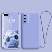 Liquid Silicone Case For Huawei  P40 P30 P20 Lite Pro Full protector Camera Case For Huawei Mate 20 30 Lite Pro Cover with Strap