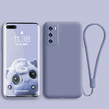 Liquid Silicone Case For Huawei  P40 P30 P20 Lite Pro Full protector Camera Case For Huawei Mate 20 30 Lite Pro Cover with Strap