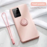 Ultra-thin Silicone Magnetic Holder Phone Case For Samsung Galaxy S20 S10 E 5G S9 S8 Note 20 10 9 Plus Stand Ring Bracket Cover