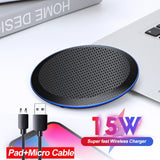 amzish 15W Fast QI Wireless Charger For iPhone 11 Pro 8 X XR XS Max 15W USB Quick Wireless Charging Pad For Samsung S10 S9 Note9