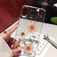 Qianliyao Dried Flower Silver foil Clear Phone Cases For iPhone 12 11 Pro Max XS Max XR X 6 6S 7 8 Plus SE Soft Silicone Cover