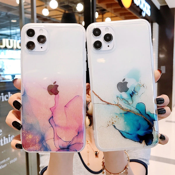 LOVECOM Vintage Colorful Marble Phone Case For iPhone 12 11 Pro Max 12 Mini XR X XS Max 7 8 Plus Soft IMD Clear Phone Back Cover